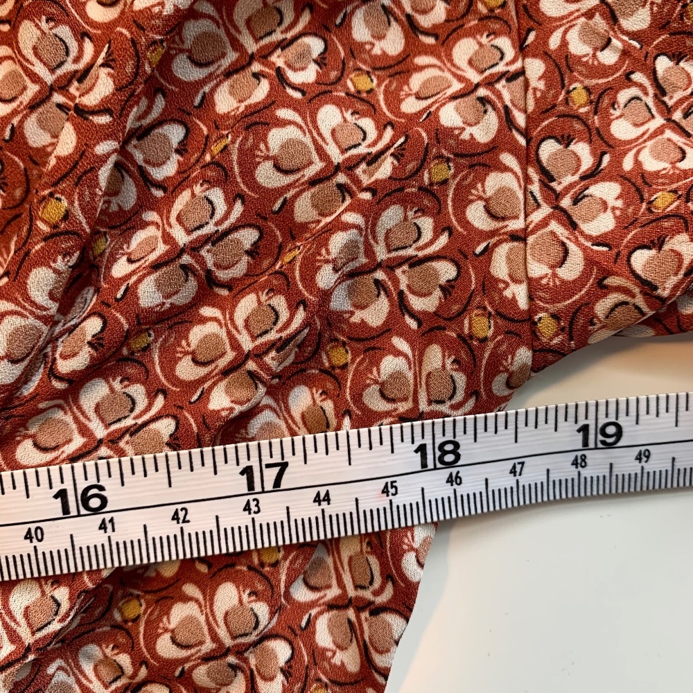 Max Studio Boho V-Neck Blouse with Tie Belt – Smocked Back – Earthy Rust Brown L - Picture 11 of 11